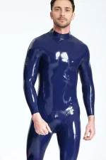 Latex Shoulder Zipper Long Sleeves Male Suit