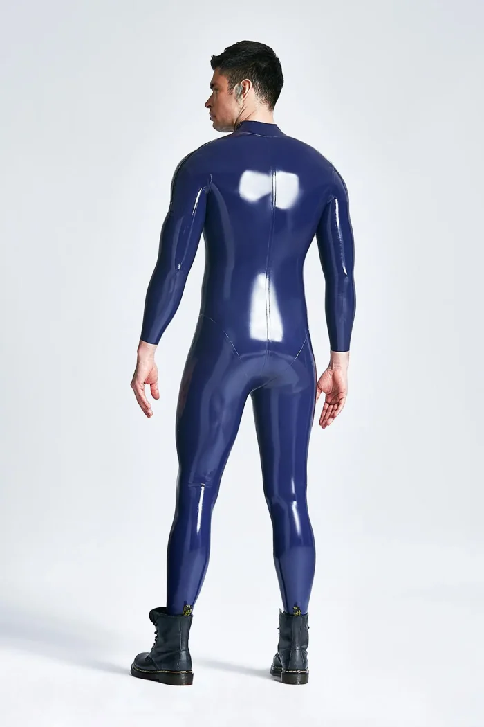 Latex Shoulder Zipper Long Sleeves Male Suit