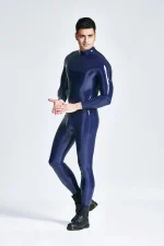 Latex Shoulder Zipper Long Sleeves Male Suit