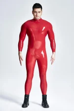 Latex Shoulder Zipper Long Sleeves Male Suit