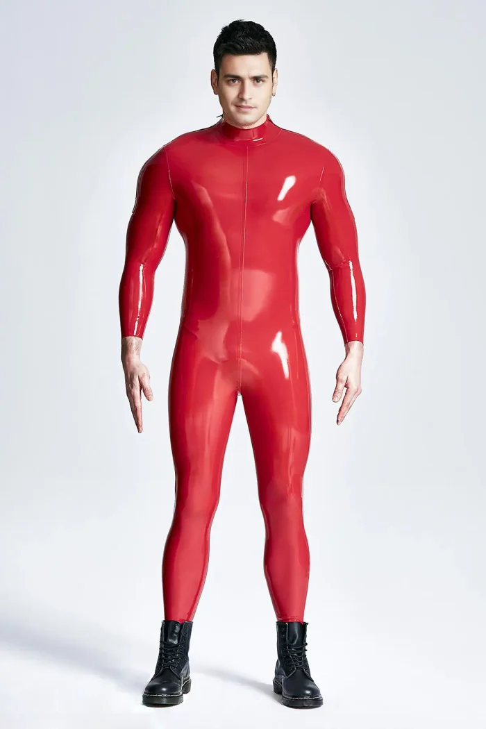 Latex Shoulder Zipper Long Sleeves Male Suit