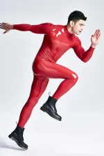 Latex Shoulder Zipper Long Sleeves Male Suit
