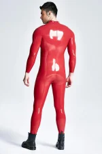 Latex Shoulder Zipper Long Sleeves Male Suit
