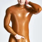Latex Shoulder Zipper Long Sleeves Male Suit