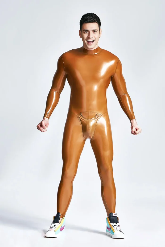 Latex Neck-entry Catsuit with Crotch Pocket