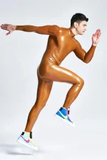 Latex Neck-entry Catsuit with Crotch Pocket