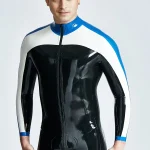 Latex Wolverine Sleeveless Catsuit with Yellow Stripes