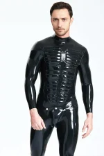 Male Latex Muscle Chest Codpiece Catsuit
