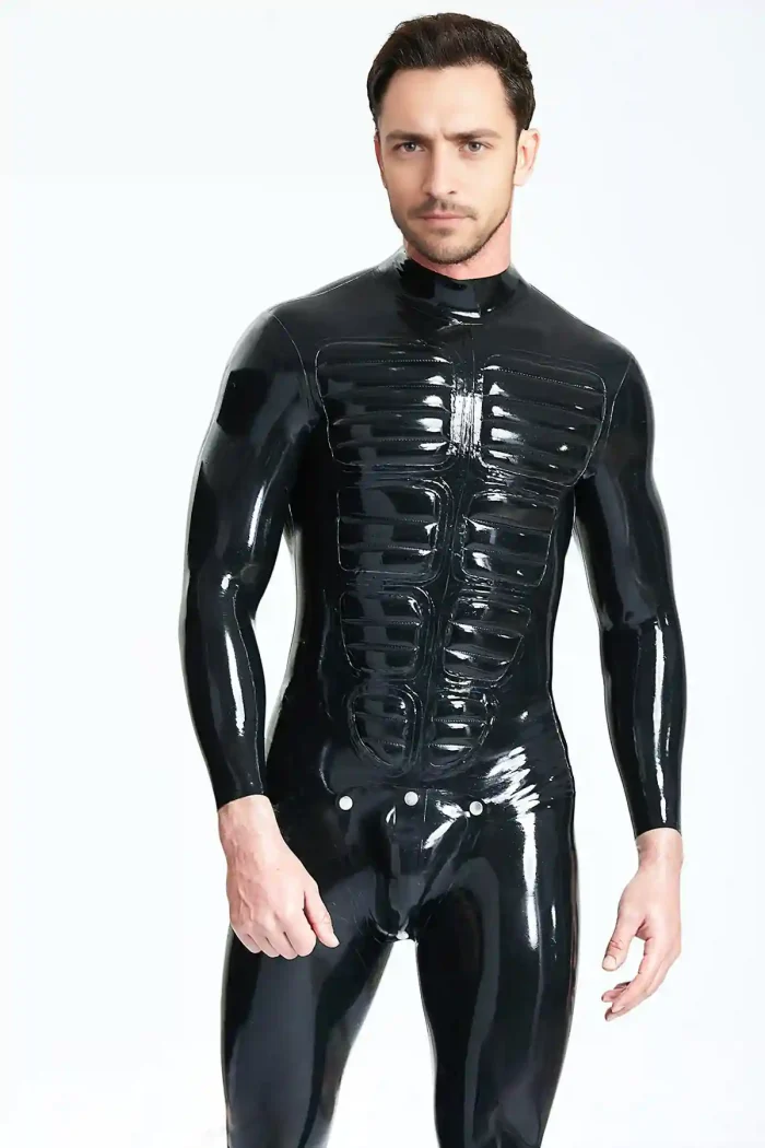 Male Latex Muscle Chest Codpiece Catsuit