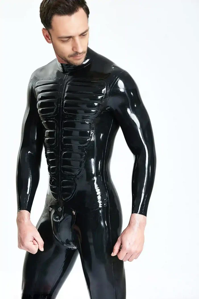 Male Latex Muscle Chest Codpiece Catsuit