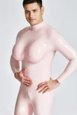 Latex Silicone Breast Cups Big-Boobs Catsuit