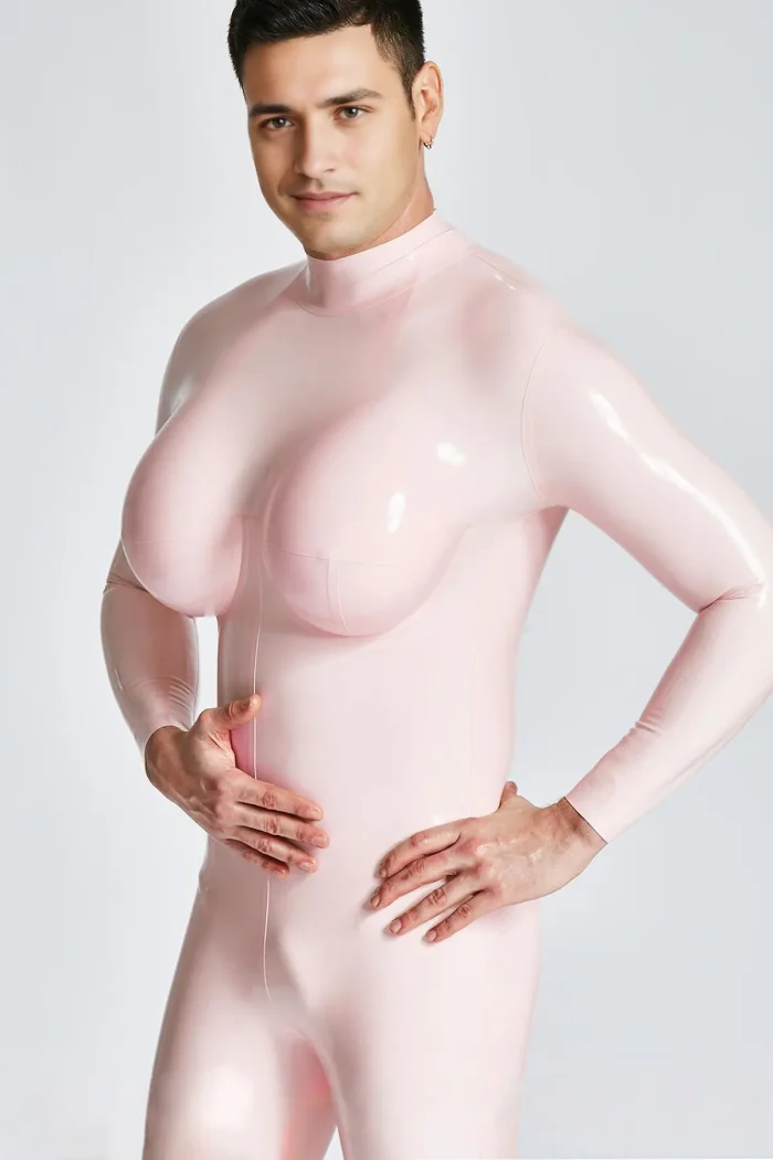 Latex Silicone Breast Cups Big-Boobs Catsuit