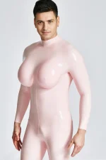 Latex Silicone Breast Cups Big-Boobs Catsuit