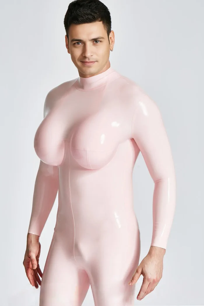 Latex Silicone Breast Cups Big-Boobs Catsuit