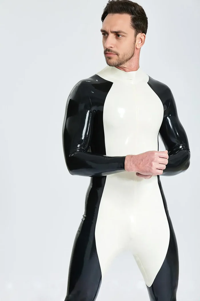 Contrast Design Latex Full Catsuit