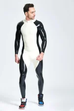 Contrast Design Latex Full Catsuit