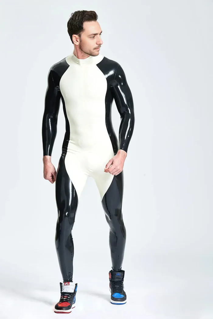 Contrast Design Latex Full Catsuit