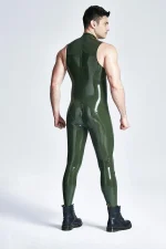 Latex Sleeveless Front Zip Catsuit