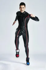 Latex Male Diamond with Red Stripes Catsuit