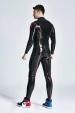 Latex Male Diamond with Red Stripes Catsuit
