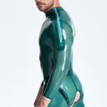 Double Double Striper Shoulder Zipper Latex Catsuit