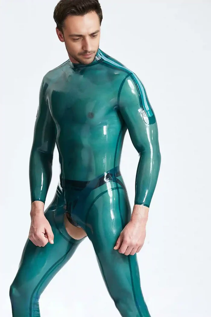 Latex Open Crotch Male Catsuit