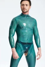 Latex Open Crotch Male Catsuit