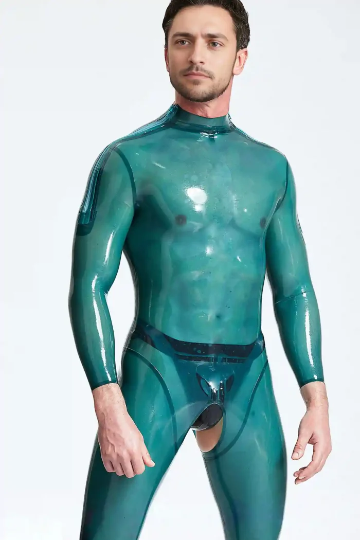 Latex Open Crotch Male Catsuit