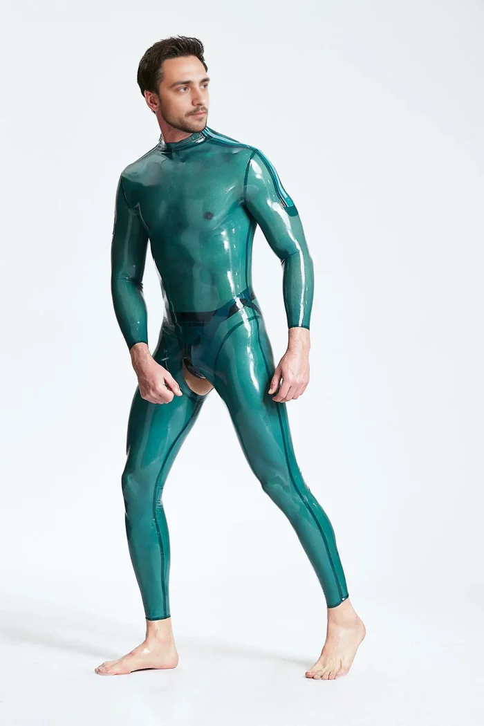 Latex Open Crotch Male Catsuit