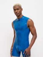 Glossy Latex Sleeveless Through-Zip Bodysuit