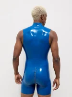 Glossy Latex Sleeveless Through-Zip Bodysuit