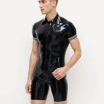Glossy Latex Sleeveless Through-Zip Bodysuit