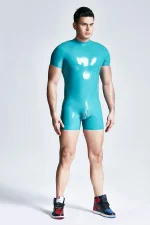 Latex Short-Leg and Short Sleeves Bodysuit