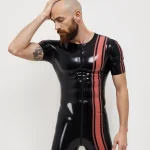 Two-Tone Latex Sports Bodysuit for Men