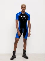 Two-Tone Latex Sports Bodysuit for Men