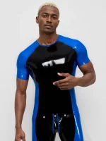 Two-Tone Latex Sports Bodysuit for Men