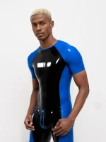 Two-Tone Latex Sports Bodysuit for Men