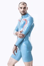 Latex Long Sleeved Bodysuit with Front Zip Sport Style
