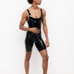 Latex Short-Sleeved Tricolor Bodysuit For Men
