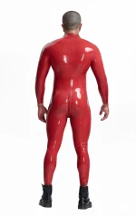 Double Double Striper Shoulder Zipper Latex Catsuit