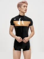 Men??s Two-Tone Latex Bodysuit with Slim Fit