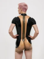 Men??s Two-Tone Latex Bodysuit with Slim Fit