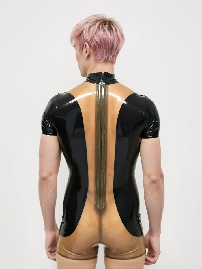 Men??s Two-Tone Latex Bodysuit with Slim Fit