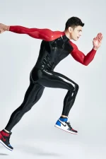Latex Raglan Sleeved Catsuit with Through Zip