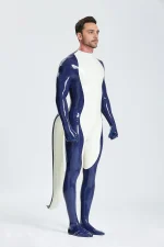 Latex Inflated Tail Catsuit Include Feet & Gloves For Men