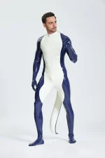 Latex Inflated Tail Catsuit Include Feet & Gloves For Men