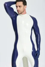 Latex Inflated Tail Catsuit Include Feet & Gloves For Men