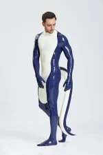 Latex Inflated Tail Catsuit Include Feet & Gloves For Men