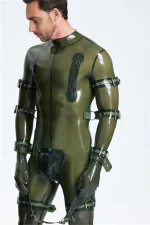 Latex Multi-Use Bondage Codpiece Catsuit with Buckles For Men