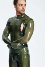 Latex Multi-Use Bondage Codpiece Catsuit with Buckles For Men